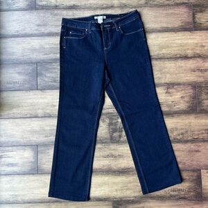 Cleo Petites Dark Blue Diamond Embellished Straight Cut Denim Jeans Size 6